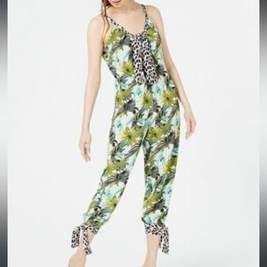 Kendall + Kylie Womens XL Mixed-Print Tie-Hem Jumpsuit Crop Leg Floral